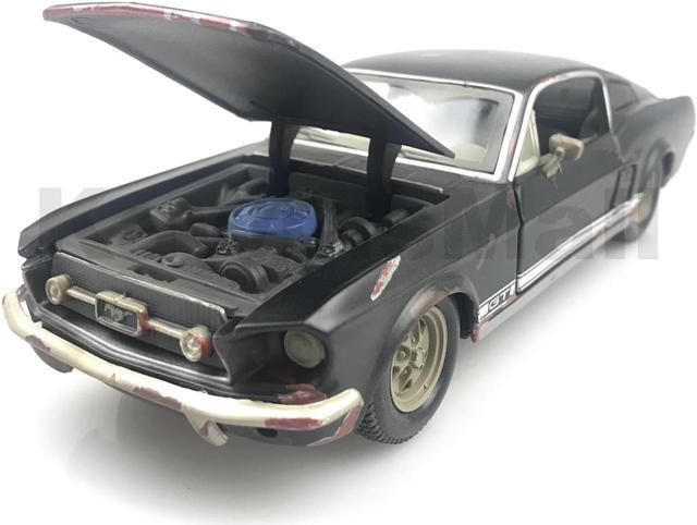 Alt view image 4 of 7 - Maisto 1:24 Scale 1967 Ford Mustang GT Sport Car Alloy Diecast Model Toy Old Friends Series Vintage Rusty Finished (Matt Black Color)