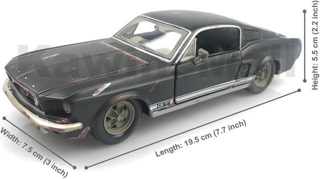 Alt view image 2 of 7 - Maisto 1:24 Scale 1967 Ford Mustang GT Sport Car Alloy Diecast Model Toy Old Friends Series Vintage Rusty Finished (Matt Black Color)
