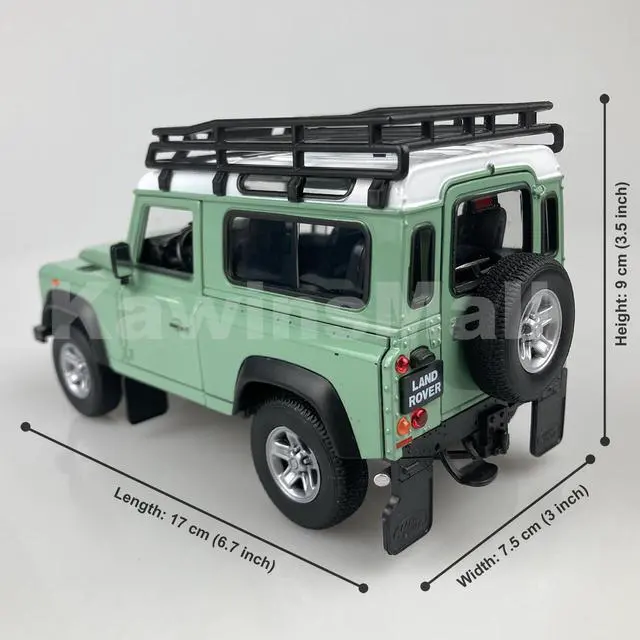 Alt view image 2 of 6 - Welly 1:24 Land Rover 2010s Defender TD5 TDCI 90 Off-Road Vehicle Truck Alloy Diecast Model Toy