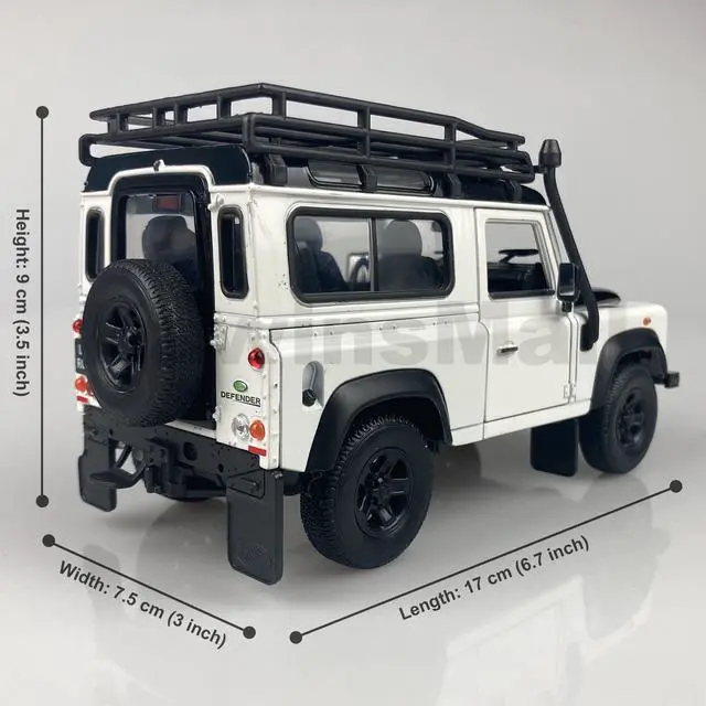 Alt view image 2 of 7 - Welly 1:24 Land Rover 2010s Defender TD5 TDCI 90 Off-Road Vehicle Truck Alloy Diecast Model Toy White