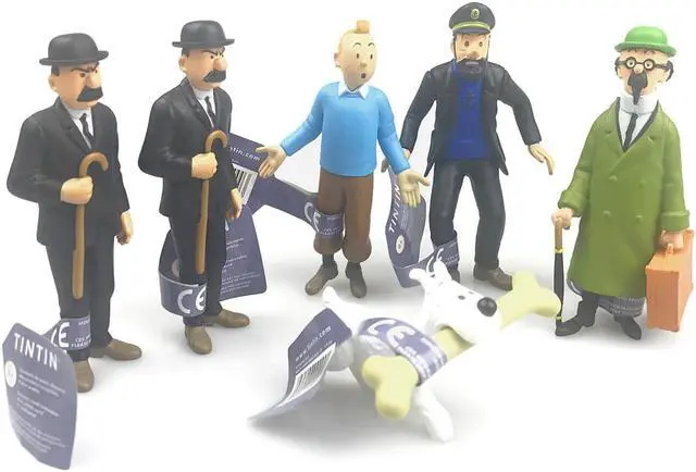 Alt view image 3 of 7 - The Adventures of Tintin, 6 Pieces of 3 Figures as a Set, Figurines Include: Tin Tin Captain Handdock Dr Calculus Thomson and Thompson Snowy