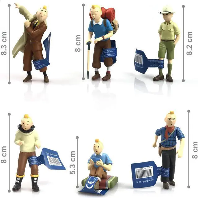 Alt view image 2 of 7 - The Adventures of Tintin, 6 Pieces 3 Inch Figurines as a Set, Tin Tin Statue Mini Figure Statues Office Home Desktop Decoration PVC Statue Figurine