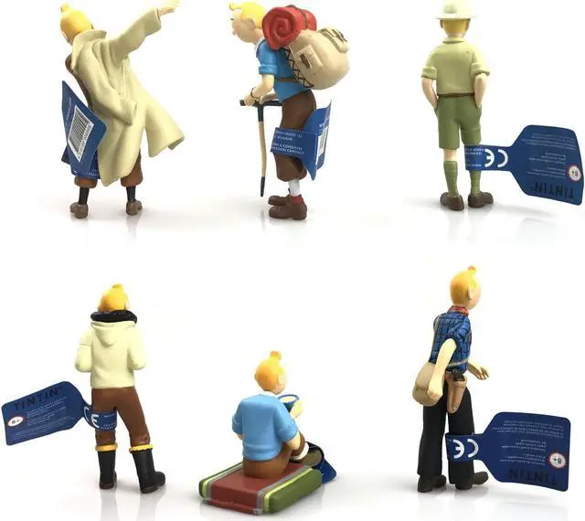 Alt view image 7 of 7 - The Adventures of Tintin, 6 Pieces 3 Inch Figurines as a Set, Tin Tin Statue Mini Figure Statues Office Home Desktop Decoration PVC Statue Figurine