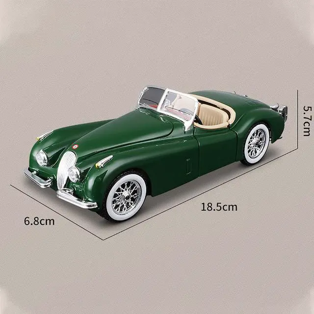 Alt view image 4 of 7 - Bburago 1:24 Scale Jaguar (1951) XK 120 Classic Roadster Car Alloy Diecast Model Star Collection Series (Color: Green)