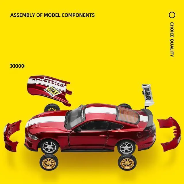 Alt view image 3 of 6 - CCA 1:42 Ford Mustang GT 2018 Modified Cars Diecast Model Assemble Kits Toy (Color Red)