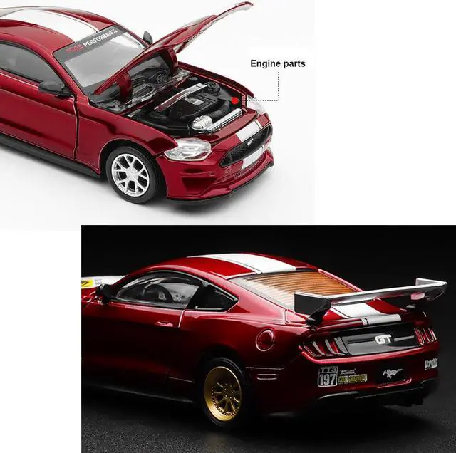 Alt view image 5 of 6 - CCA 1:42 Ford Mustang GT 2018 Modified Cars Diecast Model Assemble Kits Toy (Color Red)