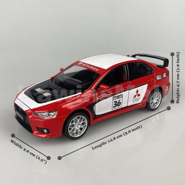 Alt view image 2 of 7 - 1:32 Scale Mitsubishi Lancer Evolution X EVO 10 Ralli Art Ralliart Edition Racing Car Alloy Diecast Model Toy (Red Color)