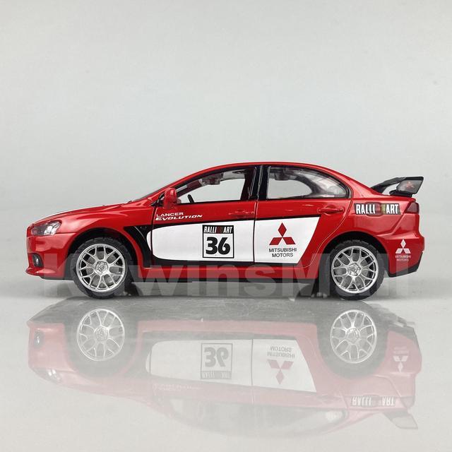 Alt view image 3 of 7 - 1:32 Scale Mitsubishi Lancer Evolution X EVO 10 Ralli Art Ralliart Edition Racing Car Alloy Diecast Model Toy (Red Color)