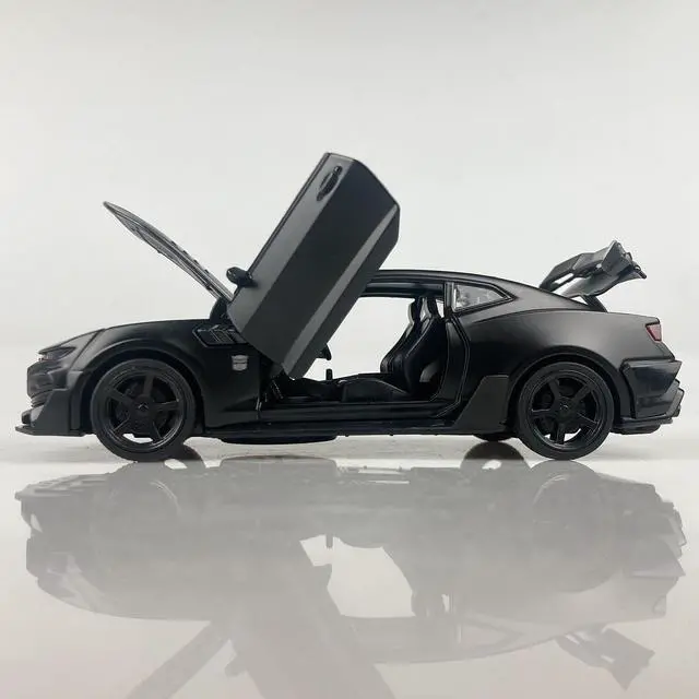 Alt view image 5 of 7 - MiniAuto 1:32 Chevrolet Camaro SS 2016 Sports Car Alloy Diecast Model Pull-back Car Toy Sound and Light (Black)