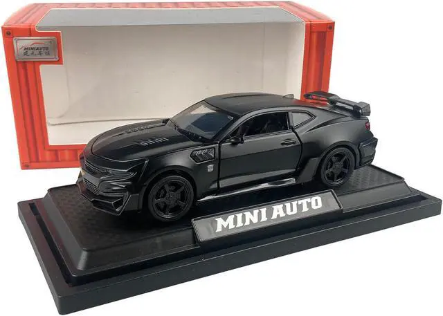 Alt view image 2 of 7 - MiniAuto 1:32 Chevrolet Camaro SS 2016 Sports Car Alloy Diecast Model Pull-back Car Toy Sound and Light (Black)