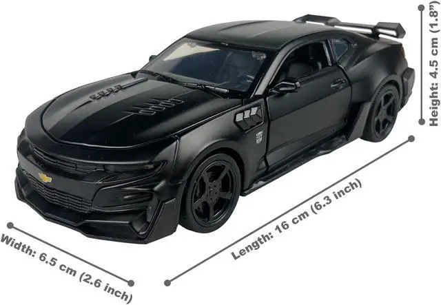 Alt view image 3 of 7 - MiniAuto 1:32 Chevrolet Camaro SS 2016 Sports Car Alloy Diecast Model Pull-back Car Toy Sound and Light (Black)
