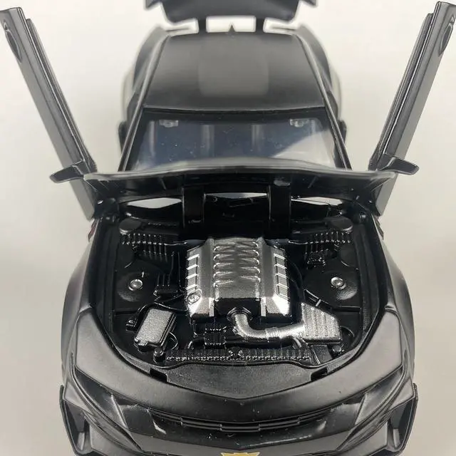 Alt view image 6 of 7 - MiniAuto 1:32 Chevrolet Camaro SS 2016 Sports Car Alloy Diecast Model Pull-back Car Toy Sound and Light (Black)