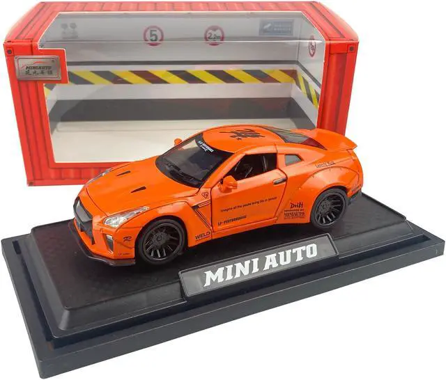 Main image of MiniAuto 1:32 Nissan GTR R35 Nismo GT-R Widebody Sport Car Diecast Model Pull-back Car Toy Sound & Light (Orange)