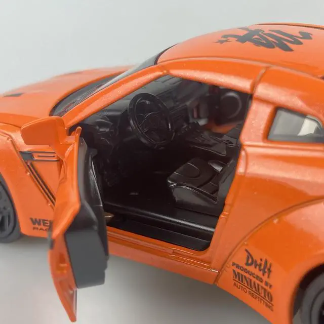 Alt view image 6 of 6 - MiniAuto 1:32 Nissan GTR R35 Nismo GT-R Widebody Sport Car Diecast Model Pull-back Car Toy Sound & Light (Orange)
