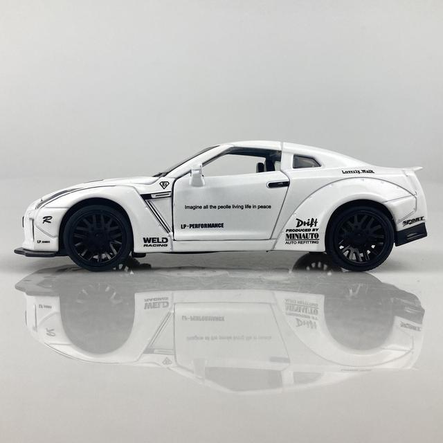 Alt view image 3 of 7 - MiniAuto 1:32 Nissan GTR R35 Nismo GT-R Widebody Sport Car Diecast Model Pull-back Car Toy Sound & Light (White)