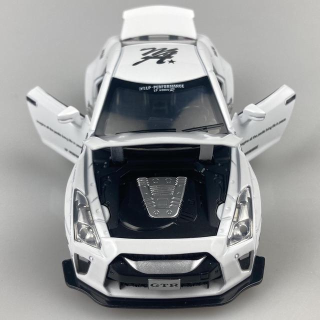Alt view image 5 of 7 - MiniAuto 1:32 Nissan GTR R35 Nismo GT-R Widebody Sport Car Diecast Model Pull-back Car Toy Sound & Light (White)