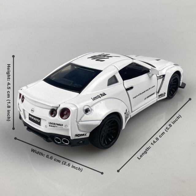 Alt view image 2 of 7 - MiniAuto 1:32 Nissan GTR R35 Nismo GT-R Widebody Sport Car Diecast Model Pull-back Car Toy Sound & Light (White)