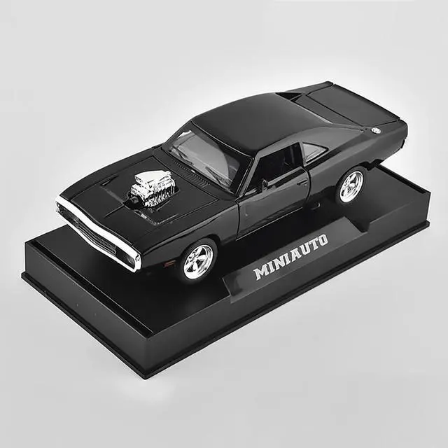 Alt view image 3 of 5 - MiniAuto 1:32 Scale Dodge Charger 1970 Muscle Car Diecast Model as Seen in The Fast & Furious Driven by Dominic Toretto (Black)