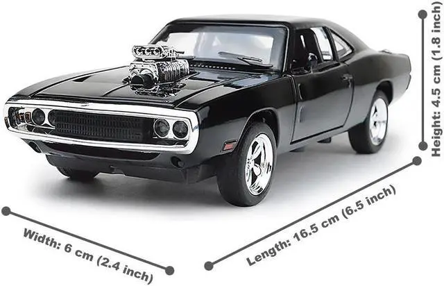 Alt view image 2 of 5 - MiniAuto 1:32 Scale Dodge Charger 1970 Muscle Car Diecast Model as Seen in The Fast & Furious Driven by Dominic Toretto (Black)
