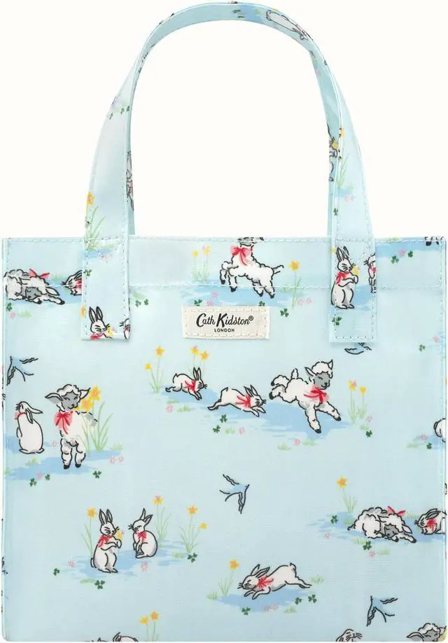 Main image of Cath Kidston Small Bookbag Water Resistant Lunch Bag Spring Bunnies & Lambs Blue Color