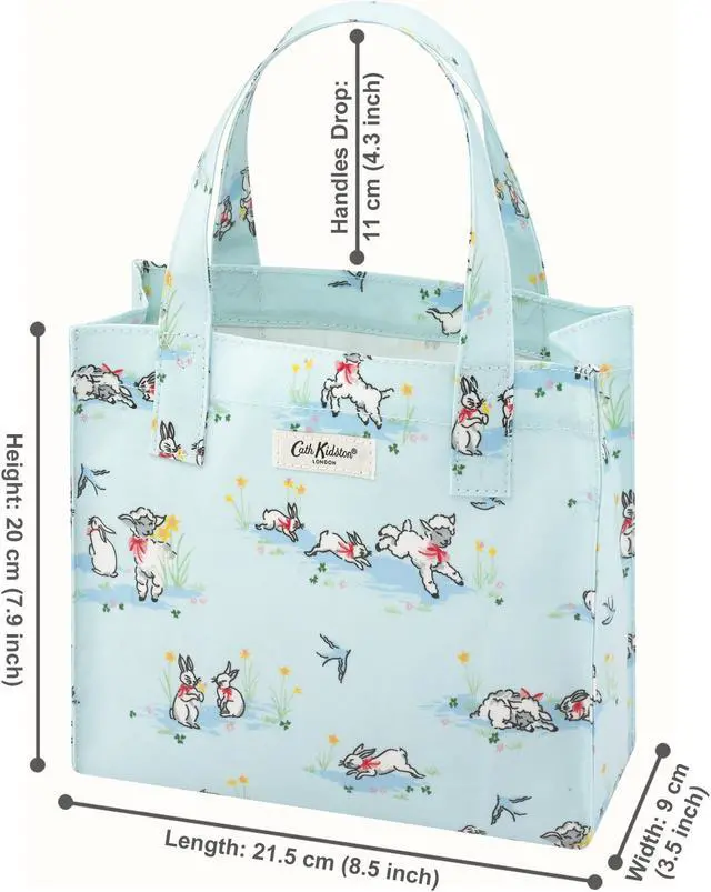 Alt view image 2 of 7 - Cath Kidston Small Bookbag Water Resistant Lunch Bag Spring Bunnies & Lambs Blue Color