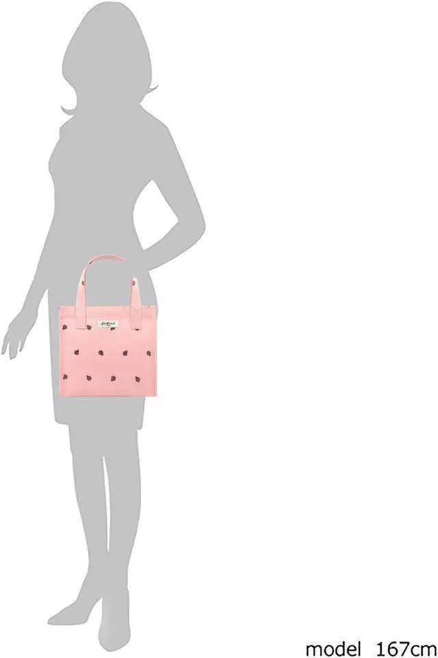 Alt view image 3 of 7 - Cath Kidston Small Bookbag S Size Open Top Handled Handbag Lunch Bag Water Resistant Oilcloth Tote Big Floral Pattern (Ladybird / Pink Color)