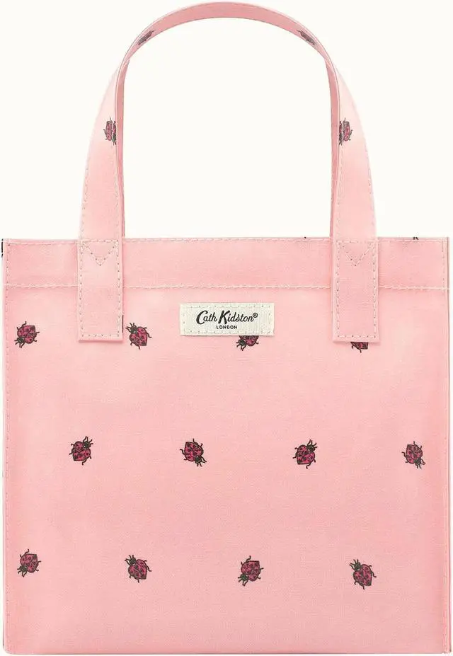 Main image of Cath Kidston Small Bookbag S Size Open Top Handled Handbag Lunch Bag Water Resistant Oilcloth Tote Big Floral Pattern (Ladybird / Pink Color)