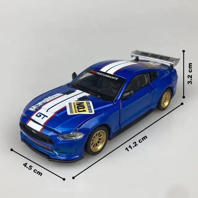 Alt view image 3 of 5 - CCA 1:42 Ford Mustang GT 2018 Modified Cars Diecast Model Assemble Kits Toy (Color Blue)