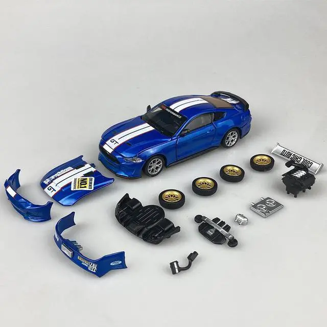 Alt view image 4 of 5 - CCA 1:42 Ford Mustang GT 2018 Modified Cars Diecast Model Assemble Kits Toy (Color Blue)