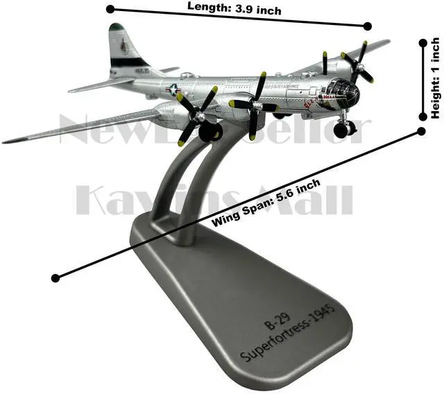 Alt view image 2 of 7 - Collectable Diecast 1:300 Scale 1945 B-29 Superfortress Aircraft Diecast Model with Little Boy AtomicBomb Plastic Model