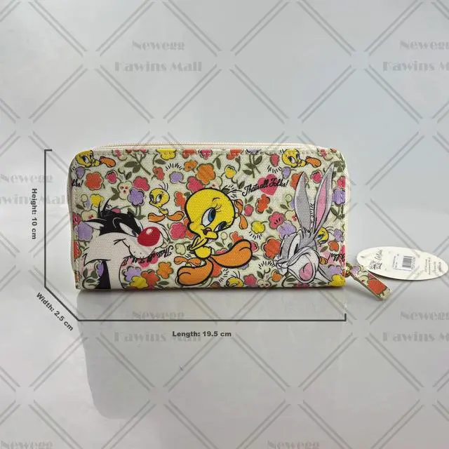Alt view image 2 of 7 - Cath Kidston x Looney Tunes Special Edition Continental Zip Wallet Water Resistant Matt Oilcloth Long Zipped Purse Bugs Bunny and Friends Pattern Tweety Bird Sylvester with Ditsy Floral