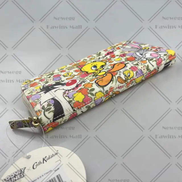 Alt view image 4 of 7 - Cath Kidston x Looney Tunes Special Edition Continental Zip Wallet Water Resistant Matt Oilcloth Long Zipped Purse Bugs Bunny and Friends Pattern Tweety Bird Sylvester with Ditsy Floral