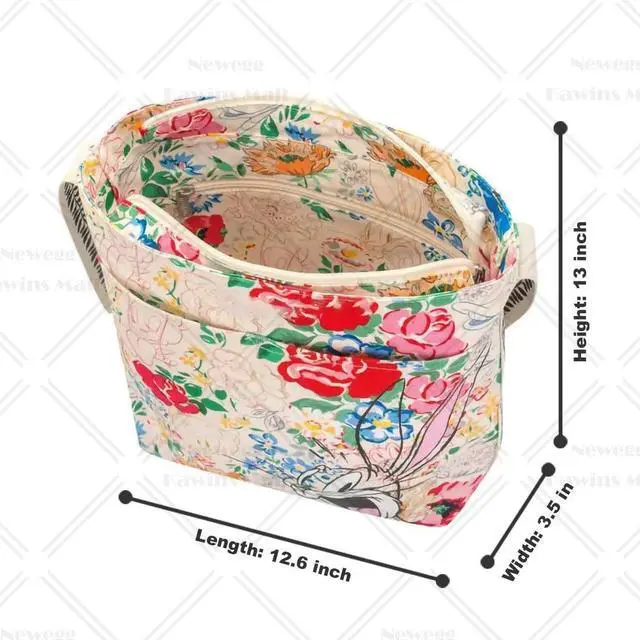 Alt view image 3 of 7 - Cath Kidston x Looney Tunes Special Edition Zipped Messenger Bag Women Crossbody Bag Tunes Blooms Bugs Bunny Porky Pig and Tweety Bird in Flowers Pattern Cream Color