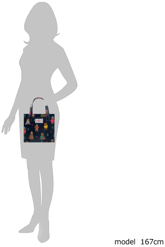 Alt view image 5 of 5 - Cath Kidston S Bookbag Small Size Open Top Handled Handbag Lunch Bag Water Resistant Oilcloth Tote Woodland Bear Pattern Navy Color