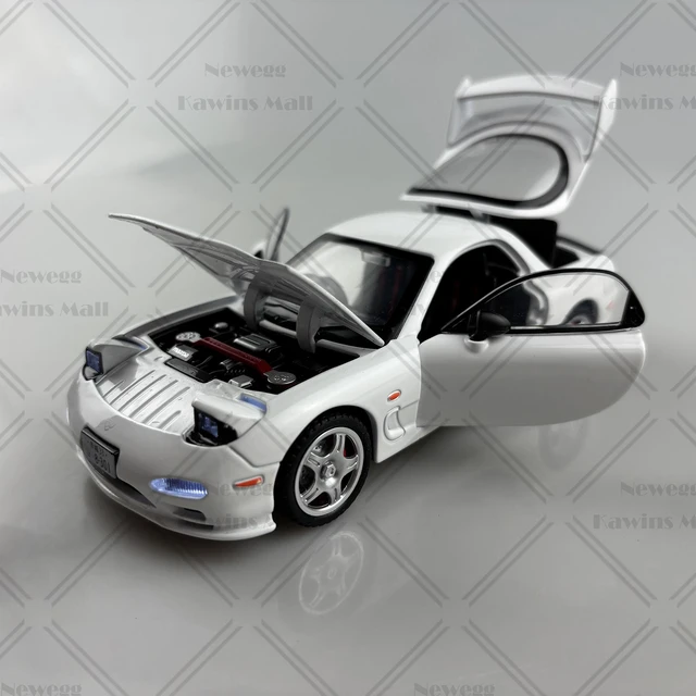 Alt view image 4 of 7 - 1:28 Scale Mazda RX-7 FD3S Type-R Sports Car Diecast Model Initial D Keisuke Takahashi White