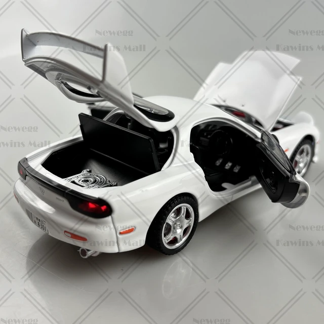 Alt view image 5 of 7 - 1:28 Scale Mazda RX-7 FD3S Type-R Sports Car Diecast Model Initial D Keisuke Takahashi White