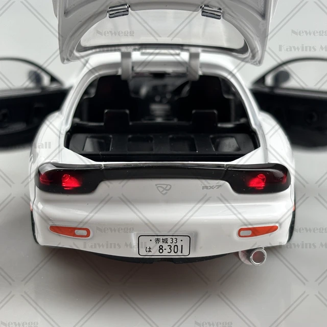 Alt view image 6 of 7 - 1:28 Scale Mazda RX-7 FD3S Type-R Sports Car Diecast Model Initial D Keisuke Takahashi White