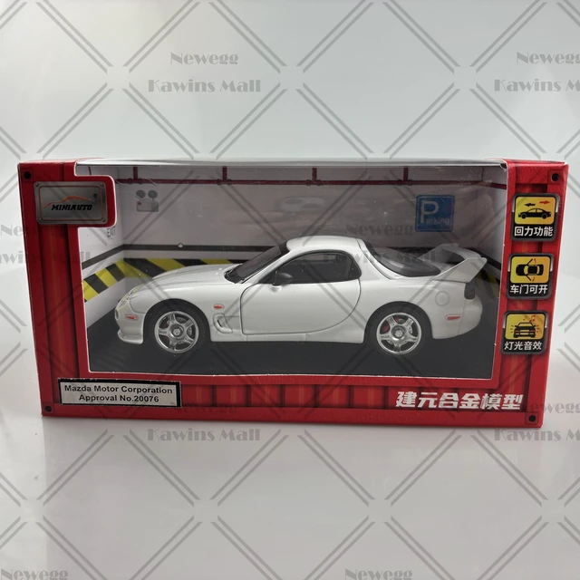 Alt view image 7 of 7 - 1:28 Scale Mazda RX-7 FD3S Type-R Sports Car Diecast Model Initial D Keisuke Takahashi White