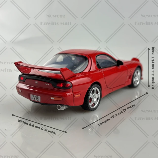 Alt view image 2 of 6 - 1:28 Scale Mazda RX-7 FD3S Type-R Sports Car Diecast Model Initial D Keisuke Takahashi Red