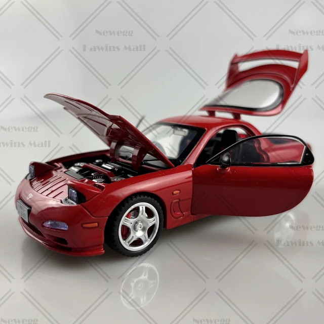 Alt view image 4 of 6 - 1:28 Scale Mazda RX-7 FD3S Type-R Sports Car Diecast Model Initial D Keisuke Takahashi Red