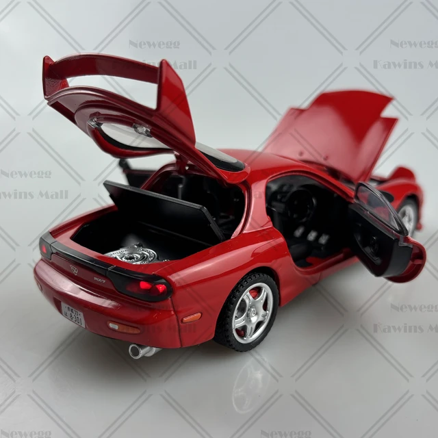 Alt view image 5 of 6 - 1:28 Scale Mazda RX-7 FD3S Type-R Sports Car Diecast Model Initial D Keisuke Takahashi Red