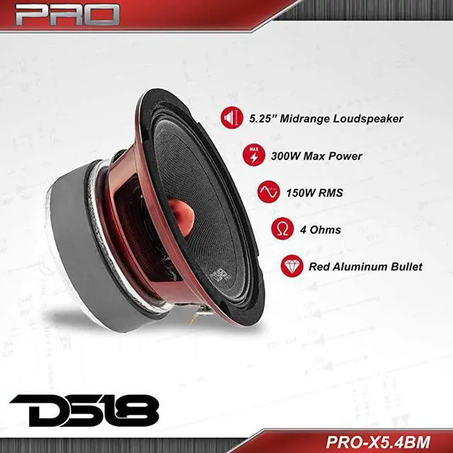 Main image of PROX44BM Loudspeaker 4 Midrange Red Aluminum Bullet 200W Max 100W RMS 4 Ohms Premium Quality Audio Door Speakers for Car or Truck Stereo Sound System 1 Speaker