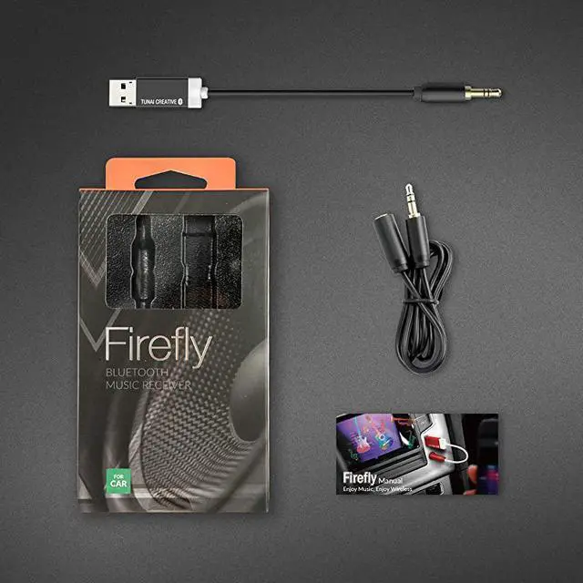Alt view image 5 of 7 - Firefly Bluetooth Receiver Worlds Smallest USB Wireless Audio Bluetooth 42 Adapter with 35mm AUX for CarHome Stereo Music Streaming Auto On No Charging Needed Car Kit Black