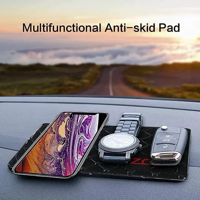 Alt view image 3 of 7 - Sticky Dash Pad (4 Pack), Removable and Traceless Car Dashboard Mat with Heat Resistant, Sticky Non-Slip Dashboard Gel Pad for Cell Phone, Sunglasses, Keys, Coins and More