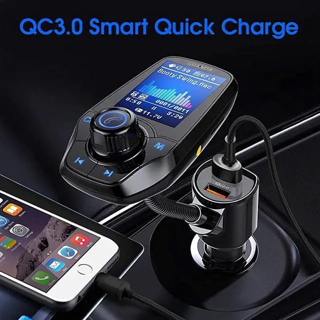 Alt view image 5 of 7 - Bluetooth FM Transmitter for Car, Bluetooth Car Adapter, 4-in-1 Car MP3 Player with 1.8 Inch Color Display, AUX Input/Output, 3 Port USB, S Handsfree Call, SD/TF Card, USB Disk,QC3.0,5 EQ Modes