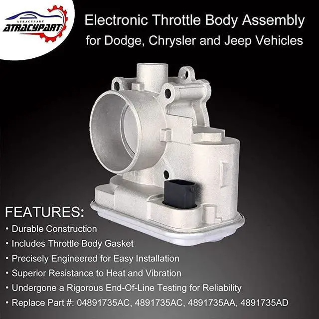 Alt view image 2 of 7 - Throttle Body Assembly with IAC TPS | for Dodge Avenger Caliber Journey Chrysler 200 Sebring Jeep Cherokee Compass Patriot | Replace # 04891735AC 4891735AC 4891735AB 4891735AD