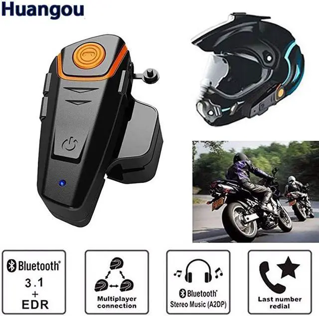 Alt view image 4 of 7 - Bluetooth Headset, BT-S2 Motorbike Helmet Intercom up to 3 Riders 1000M Helmet Communication System Supports Handsfree/Stereo Music/FM/GPS/ MP3 (Boom Microphone,Single)