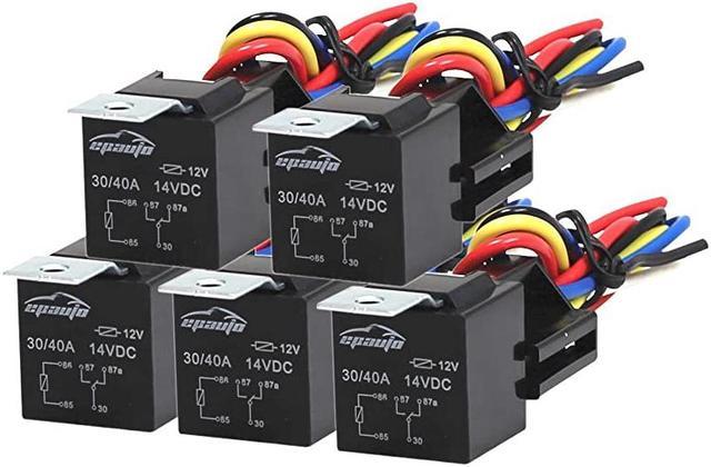 5 Pack 30 40 AMP Relay Harness Spdt 12V 5 PIN SPDT Bosch Style