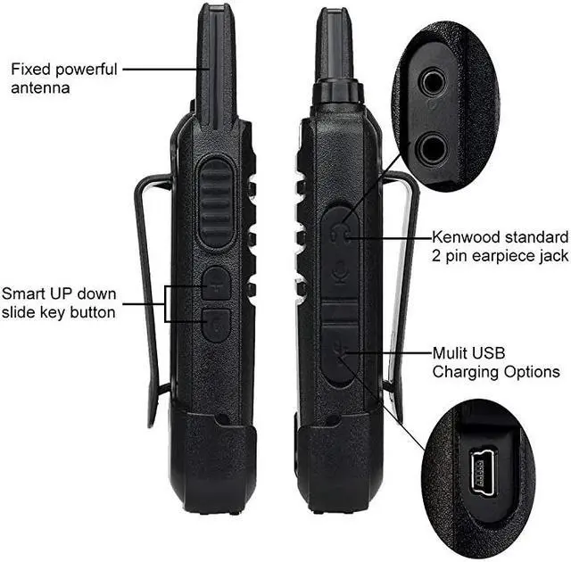Alt view image 4 of 7 - RT22 Walkie Talkies Rechargeable Long Range,Wireless VOX Two Way Radio with Air Tube Earpiece Adults Kids Camping Hiking Biking (2 Pack)