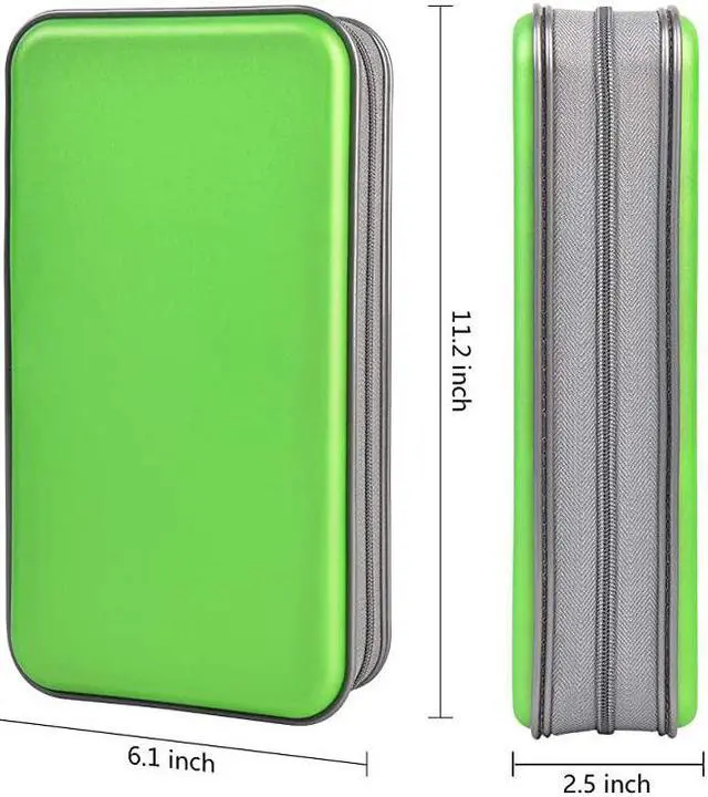 Alt view image 4 of 7 - CD Case 96 Capacity Hard Plastic CD Holder Protective DVD Disc Storage Case Holder Portable Zipper CD DVD Organizer Storage Wallet for Car Home Travel 96 Capacity Green